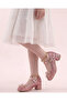 Broken Glass Patterned Elegant Heeled Children's Evening Dress Shoes with Bow
