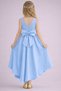 Girl's Baby Blue Color Asymmetrical Skirt Detailed Simple Stylish Satin Ball Gown Birthday party Dress - 4