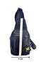 Real Leather Unisex Double Gusset Snap Fastener Top Closure Black Bodybag Bag - 4