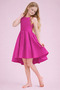 Girl's Fuchsia Elegant Short Asymmetrical Dress Birthday Prom Graduation Dress - 2
