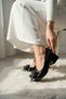 Tiny Black Bow (4 cm) Pointed-Toe Heeled Shoes - 4
