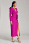 V-neck long-sleeve slit long evening dress - 2