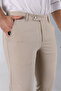 Men's Slim Fit Quality Stretchy Lycra Ankle Length Fabric Trousers Cream - 4