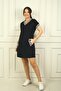 Women's V Neck Pocket Short Sleeve Stripe Detail Dress - 4