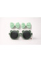 Mint Green Bear Figured Children's Glasses and Bow Buckle Set 3 Pieces – Girl's Accessory Dd372