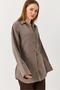 Women's brown Oversized thin k Belt i spanish sleeve soft ke Linen shirt - 3