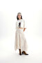 Peigi Striped Beige Midi Skirt
