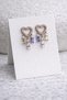 Steel Rose Gold Full Fitted Stone Colored Dangle Stone Heart Pelen Earrings -Does Not Darken-