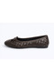 Women's Bitter Brown Faux Leather Textured Knitted Patterned Bowknot Ballerinas - 4