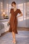 Crepe Fabric Midi Length Belted Dress (Coloured) - 5