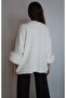 Women's White Sweater with Removable Sleeves Fur-Trimmed Lightweight Collar Soft Sweater Yy101351 - 6