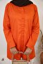 Mushie - Comfortable cotton modest full sleeves shirt with front buttons - Neon Orange - 4