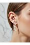 White Enamel Ribbon Model Elegant Minimal Stylish Design Steel Earrings - 2
