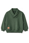 Turn-Down Collar Label Detailed Boys' Green Long Sleeve Winter Sweatshirt (3-9 Years)