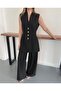 Akadın Gold Button Detailed Double-Breasted Vest and Wide Leg Trousers Set - 3