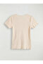Two Mt Shop Quality Ecru Oval Collar Bowknot Printed Girls' T-Shirt - 2