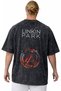 Linkin Park Rock Metal Music Band Back Printed Unisex Oversized Vintage Washed T-Shirt - 3