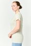 Women Round Neck Short Sleeve Brand Logo T-Shirt, Beige - 3