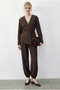 Brown Tie-Up Double-Breasted Jacket and Comfortable Trousers with Elastic Cuffs - Top and Bottom Set 60610 60283990 - 2