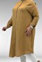 58092 Plus Size Double Button Detailed Muslin Shirt - Biscuit - 2