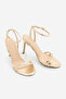 Women's Oval Toe Ankle Strap Thin Classic Heeled Sandals Moneza Gold