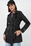 Women's Belted Short Trench Coat 5982 - Black - 5