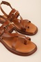 Genuine Leather Vaketa Parmak Arlas Sandals Crm.501 Taba - 6