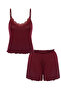 Women's Viscose Soft-Textured Lace Piece Rope Strap Shorts Pajama Set - 2