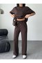 Stoned T-shirt crew neck Modal fabric tracksuit set - 6