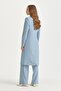 Double-Breasted Closed Long Blazer Poly. Viscose Basic Jacket Light Blue - 4