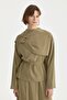 Cape Detailed TENCEL™ Skirt Blouse Set Khaki - 2