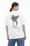 Unisex Special Design Vase Flower Graffiti Back Printed Oversize Thick Fabric Relaxed Cut Cotton T-Shirt