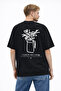 Unisex Special Design Vase Flower Graffiti Back Printed Oversize Thick Fabric Relaxed Cut Cotton T-Shirt