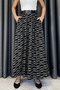 Striped Striped Pocket Detail Long Skirt - Black Black - 4