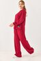 Women's Crew Neck Striped Oversized Tracksuit Set Red - 2
