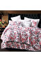 مفرش صيفي مزدوج أبيض وأحمر برسومات الزهور يناسب سرير مقاس 200X200سم عدد القطع 8
