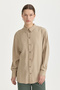 Modal Vintage Shirt Collar Basic Tunic Beige - 2