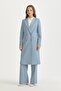Double-Breasted Closed Long Blazer Poly. Viscose Basic Jacket Light Blue