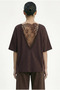 Women's Bitter Brown V-Back Lace Detailed Scuba Oversize T-Shirt 1050 60283974 - 5
