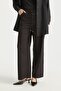 Elastic Waist Canvas Wide-Leg Basic Cotton Trousers Black - 3