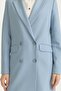 Double-Breasted Closed Long Blazer Poly. Viscose Basic Jacket Light Blue - 3