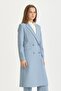 Double-Breasted Closed Long Blazer Poly. Viscose Basic Jacket Light Blue - 2