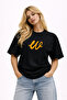 Unisex Women's Men's W Logo Custom Handwritten Front Printed Oversized Thick Fabric Relaxed Cut Cotton T-Shirt