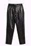 Black High Waist Genuine Leather Trousers - 5