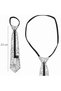 Silver color sequin sparkly party tie 33 cm - 2