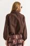 Brown Zippered Pocket piece polo collar Melton bomber jacket - 4