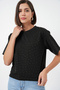 Women's Stone Detailed T-Shirt 990 - Black - 5