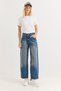 Women's Loose Raw Hem Stylish Jeans Pantalon Blue - 3
