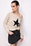 7030 Women's Boat Neck Seasonal Starry Knitwear Sweater Stone - 5