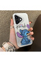 iPhone 16 Plus Compatible Stitch Couple Pattern Case Hard Acrylic Back Silicone Edge Lens Protection - 2